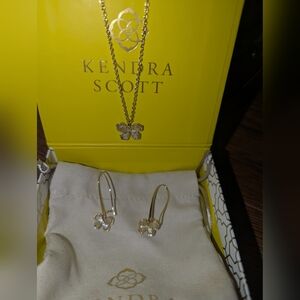 Kendra Scott Gold Butterfly Necklace and Earrings Set
